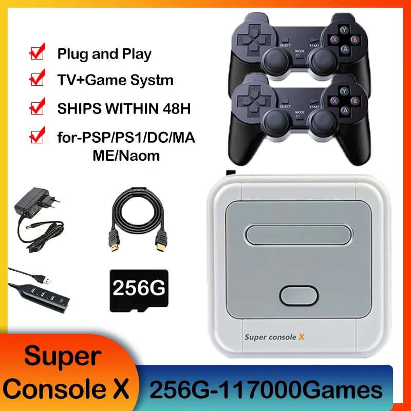 

Игровая консоль для видеоигр, супер консоль Xfor с поддержкой 80 имитаторов, игровая Ретро консоль PSP/PS1/DC/MAME/NaomiBuilt-in 117000 + игр