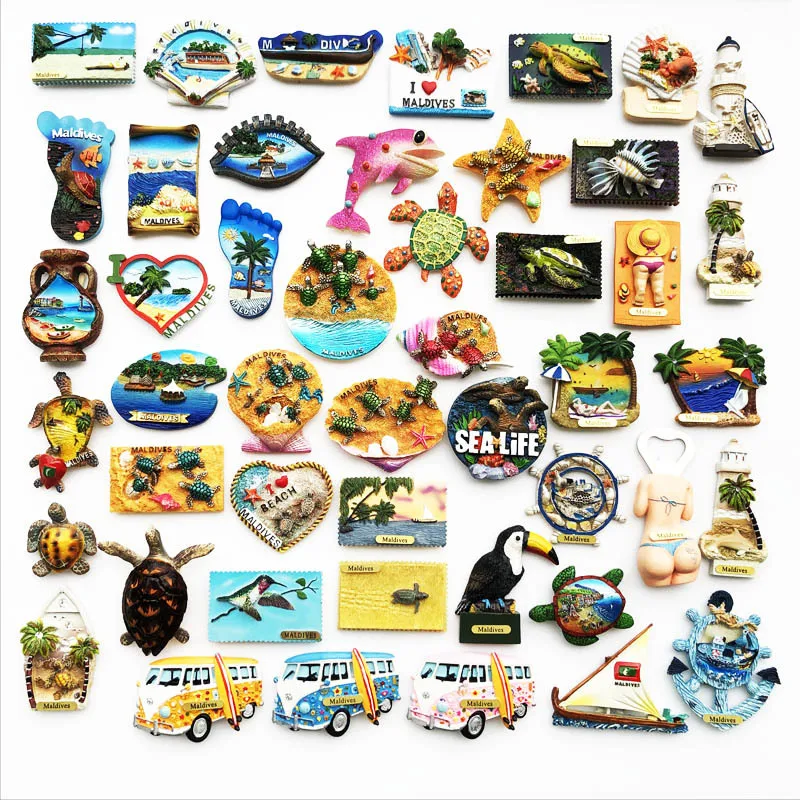 Resin Refrigerator Magnets Sticker Maldives 3D Fridge Magnets Tourism Souvenir Collection Handicraft Gift Decoration Articles