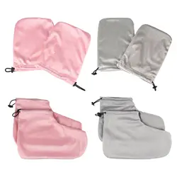 1 Pair Paraffin Wax Mitts for Hand Feet Thermal Treatment Skin Care Cotton Glove Wax Gloves Nail Art Tools Wax Booties Foot SPA