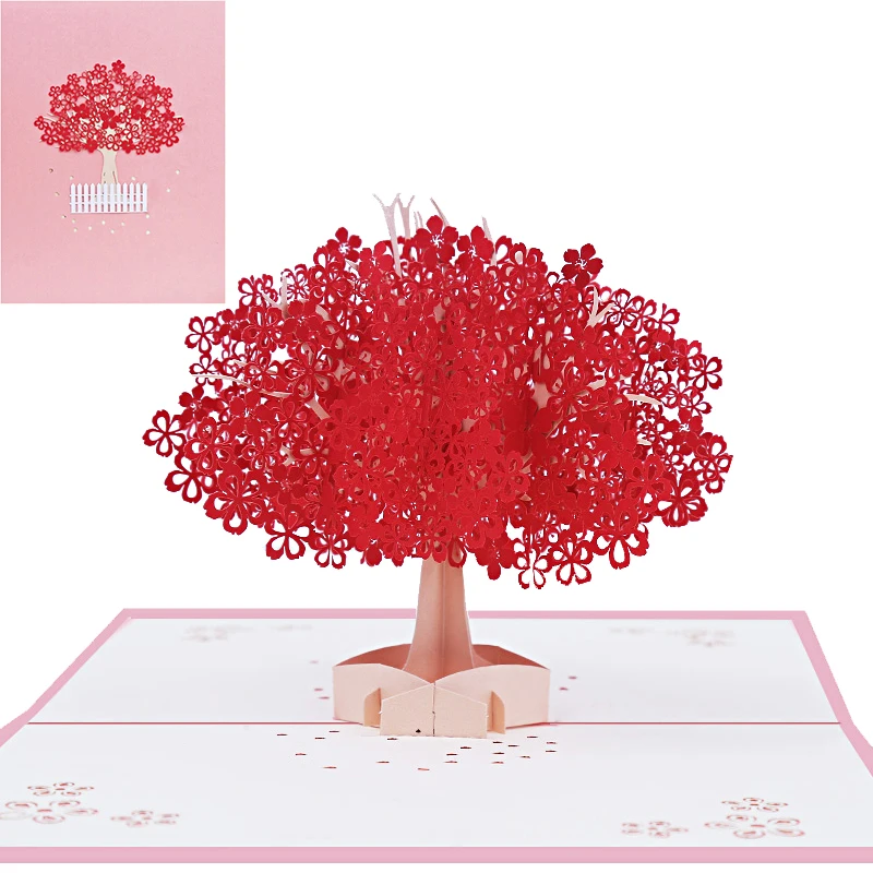 3D Sakura Cherry Blossom Pop Up Greeting Card, Valentine's Day, Thank You Cards, Wedding Invitation, Missing You Card, Gifts