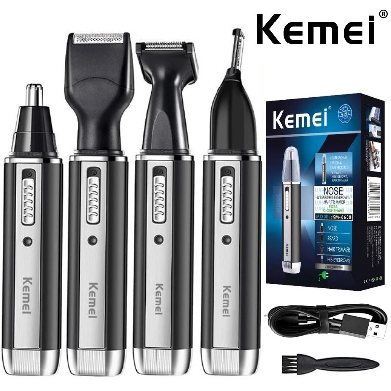 Kemei 4in1 Rechargeable Nose Trimmer Beard Trimer Micro Shaver Eyebrow