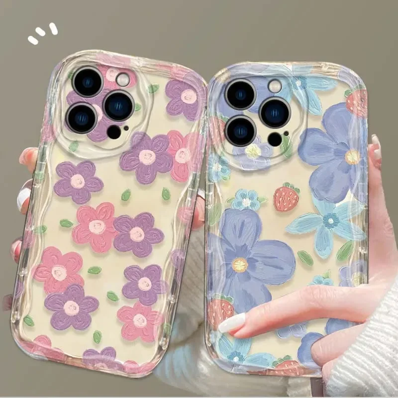 Clear Floral Soft Case with Wavy Curved Edges