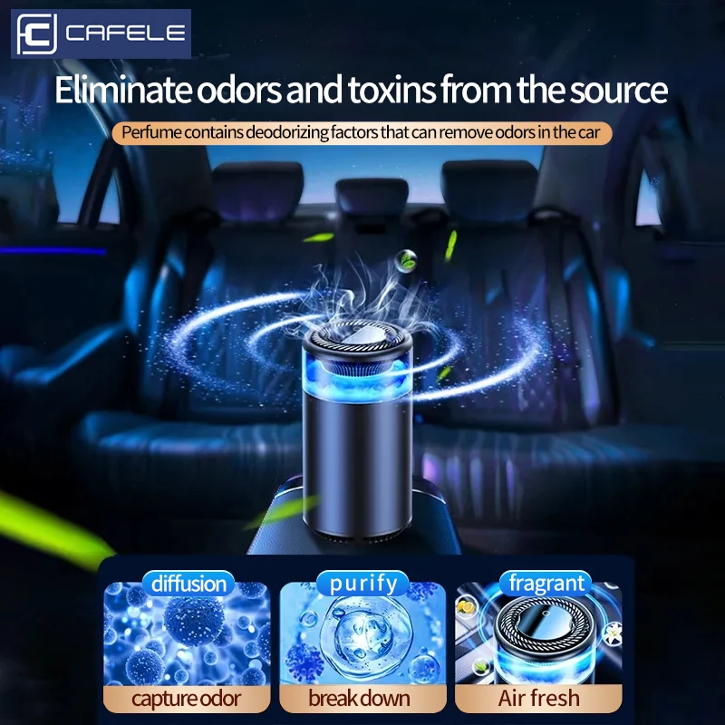 CAFELE Smart Aroma Diffuser Ultrasonic Atomization Car Air Purifier air freshener air purifier aromatherapy machine Auto On/Off Car Air Fresheners Aromatherapy With LED Light