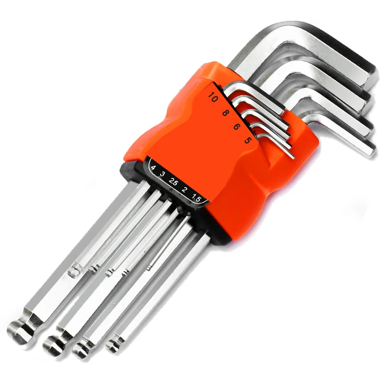 8PCS/9PCS L Type Double-End Screwdriver Hex Wrench Set Allen Key Hexagon Flat Ball Torx Star Head Spanner Key Set Hand Tools 5