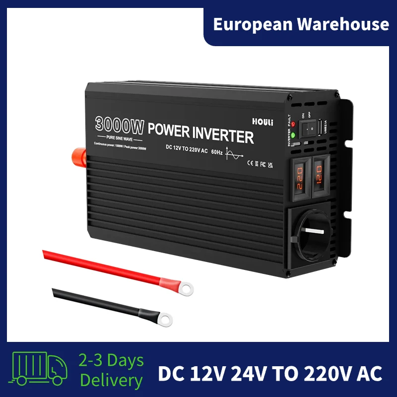 

HOULI Inversor 12v 220v Pure Sine Wave Car Inverter 3000W Power Converter Transformateur 12v 220v Convertisseur