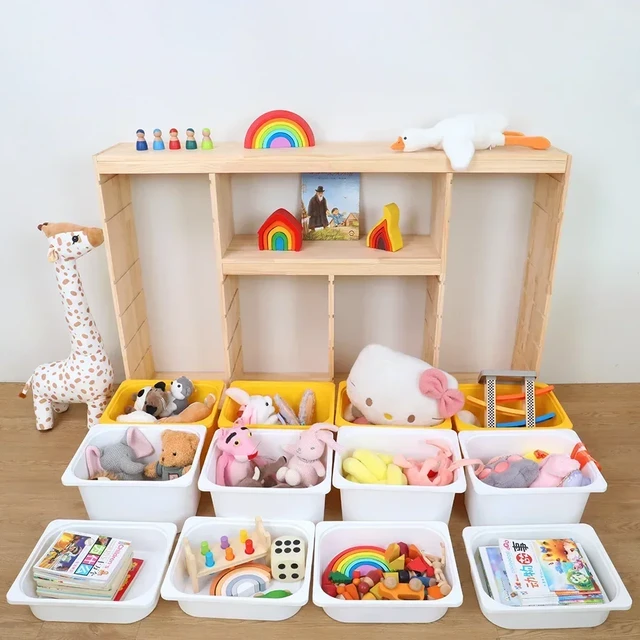 Montessori Toys Wooden Storage Box Organizer Living Room Cabinets  Bookshelves for Kids Cute Shelves 장난감 정리함 전면책장 Meuble - AliExpress