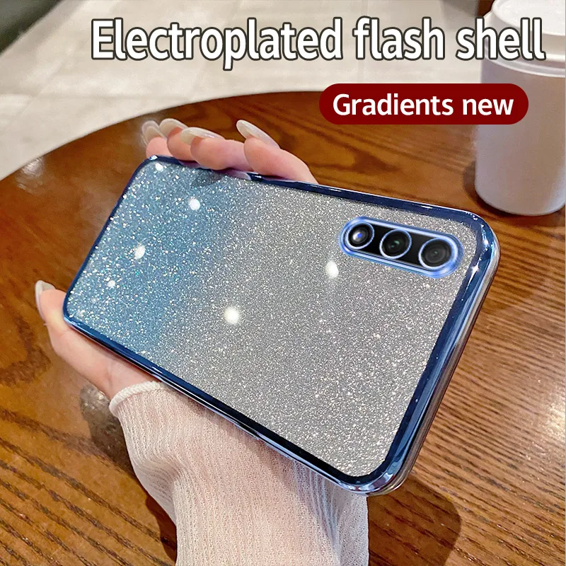 Elegant Shiny Glitter Plating Silicone Phone Case with Camera Lens Protection