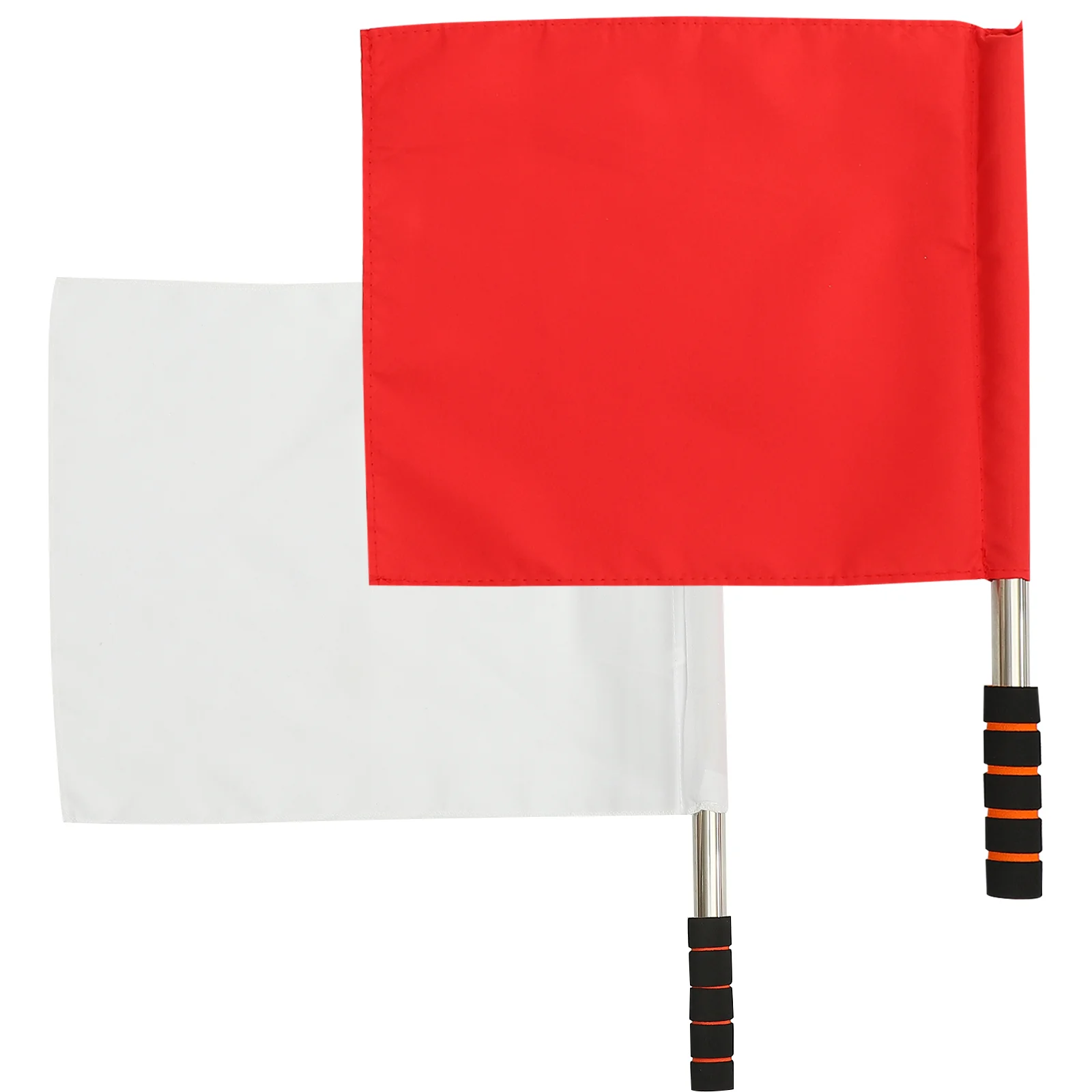

2 Pcs Referee Border Flag Signal Handheld Flags Metal Waving for Racing Match Cloth Traffic Emblems