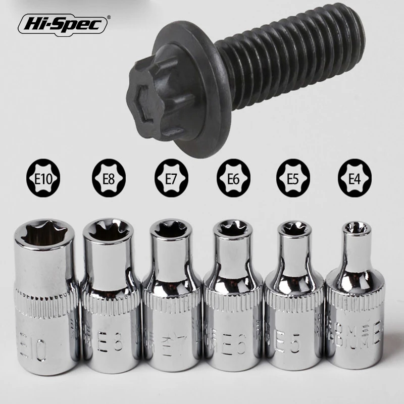 1PC 1/4 3/8 1/2 Zoll Buchse Adapter E Typ 10mm Torx Steckdosen Torx Ratsche Kopf E4E5E6E7E8E10E12E14E16E18E20 – Detail 6
