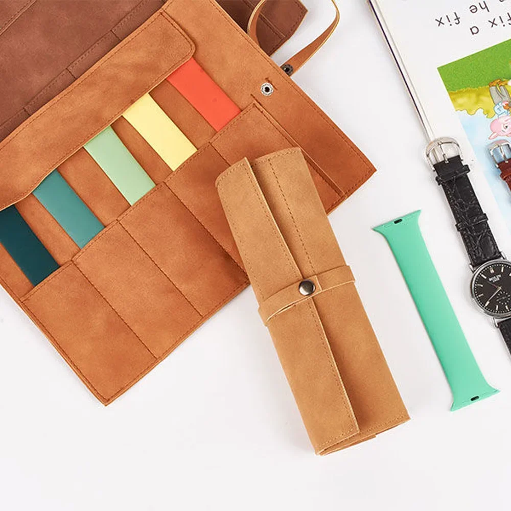 Travel Watch Organizer | Premium Full Grain Leather Watch Band Roll Organizer, 5-Slot H... - SKU WBRO0806 - UGI Packaging