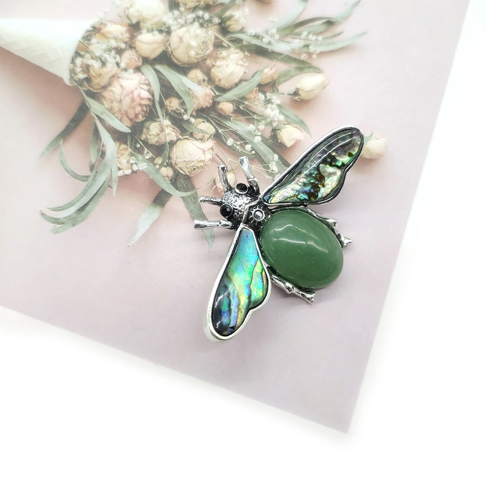 

1 Piece Natural Stone Pendant Necklace Brooch Dragonfly Shape Handicraft Multi-color DIY Brooch Jewelry Making for Men and Women