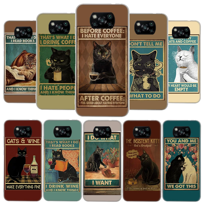 Funny Cat Poster Daily Life Cover Custodia Per Telefono Per Xiaomi Poco X3 Pro X5 X4 Nfc M4 M3 M2 F3 F2 F1 A3 A2 Mi Note 10 Lite A1 Cc9E Gt