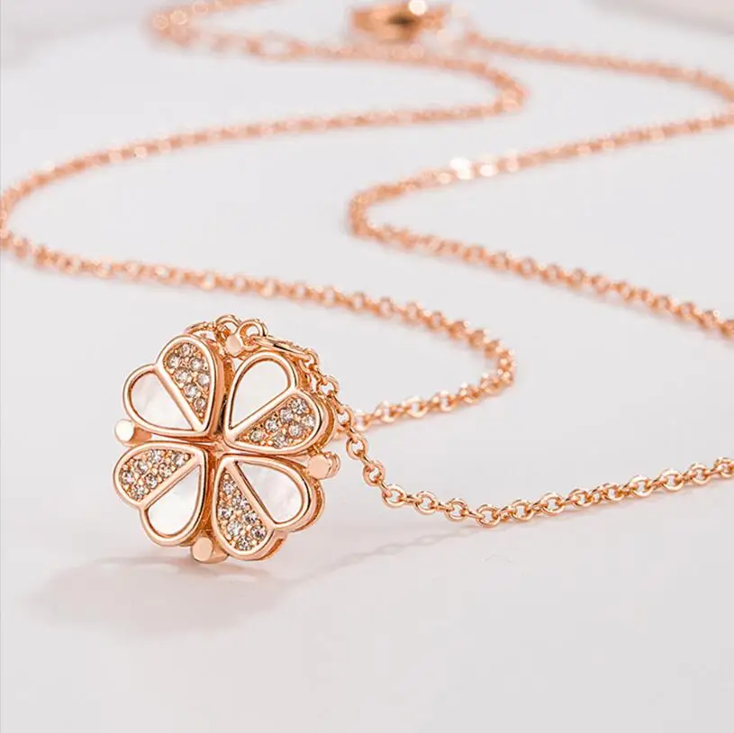Necklace 925 Sterling Silver Clover Four Leaf Heart Shape Pendant For Women pendant necklace silver necklace silver pendant