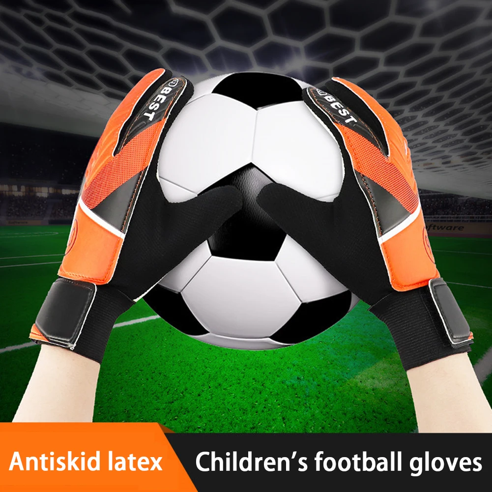 1Pair Football Goalkeeper Gloves for Kids Latex Football Goal Keeper Mitts Anti-collision Non-slip Lightweight Sporting Supplies