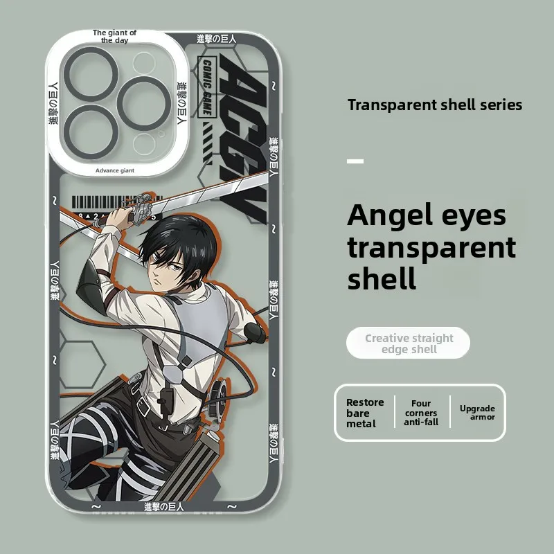 Anime Attack on Titan Mikasa & Levi Ackerman Clear Phone Case Cover