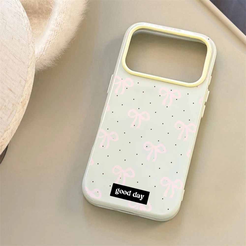 Chic Dopamine Pink Polka Dot Bow Phone Case - Soft Silicone TPU Cover
