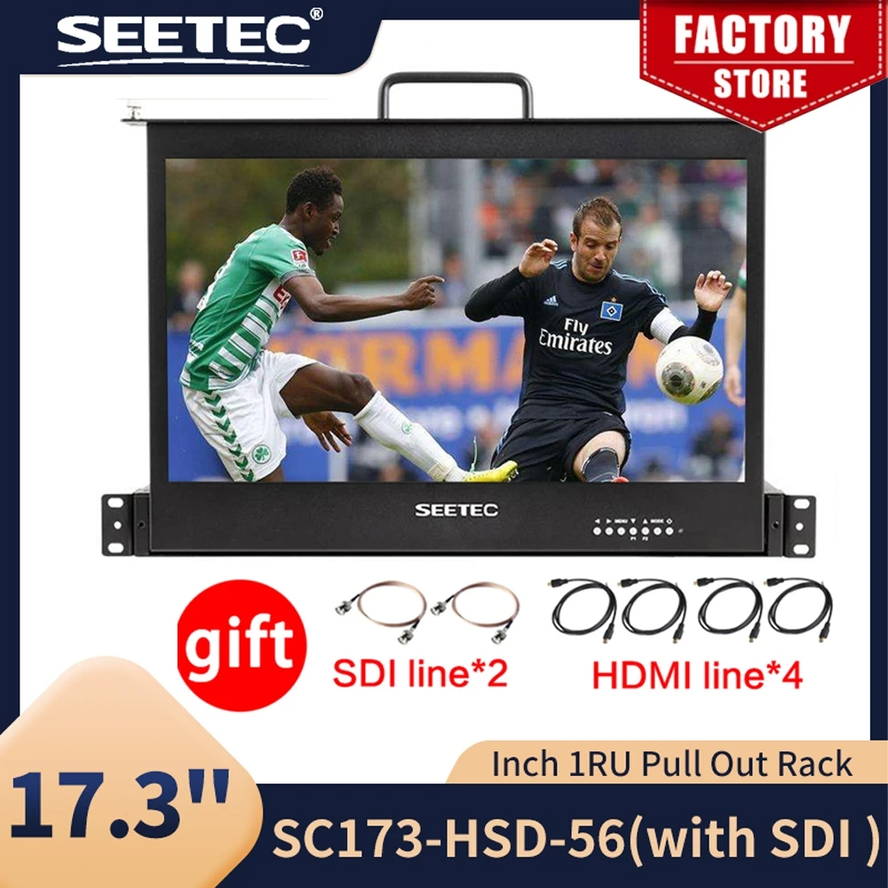 SEETEC SC173-HD-56 17.3 Inch 1RU Pull Out Rack Mount Monitor Full HD 1920x1080 for Broadcast Director Monitor