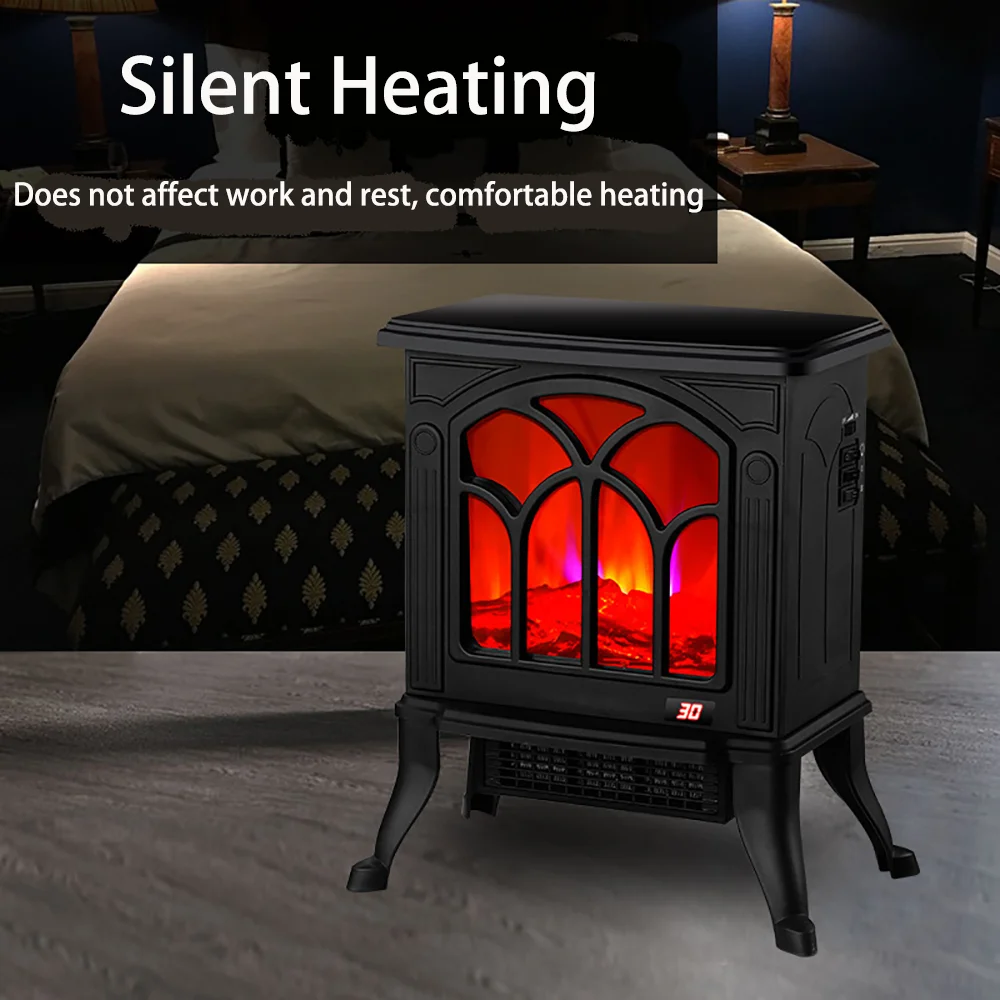 18 Inch Height Mini Electric Fireplace Tabletop Portable Heater 1500W Black  Metal Frame Room Heater Space Heater Freestanding - AliExpress