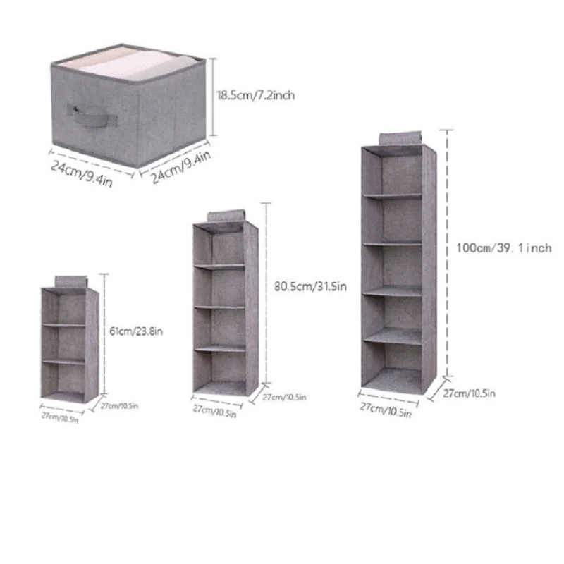 Portable Wardrobe Hanging Storage Bag Drawer Style Washable Wardrobe Organizer Box