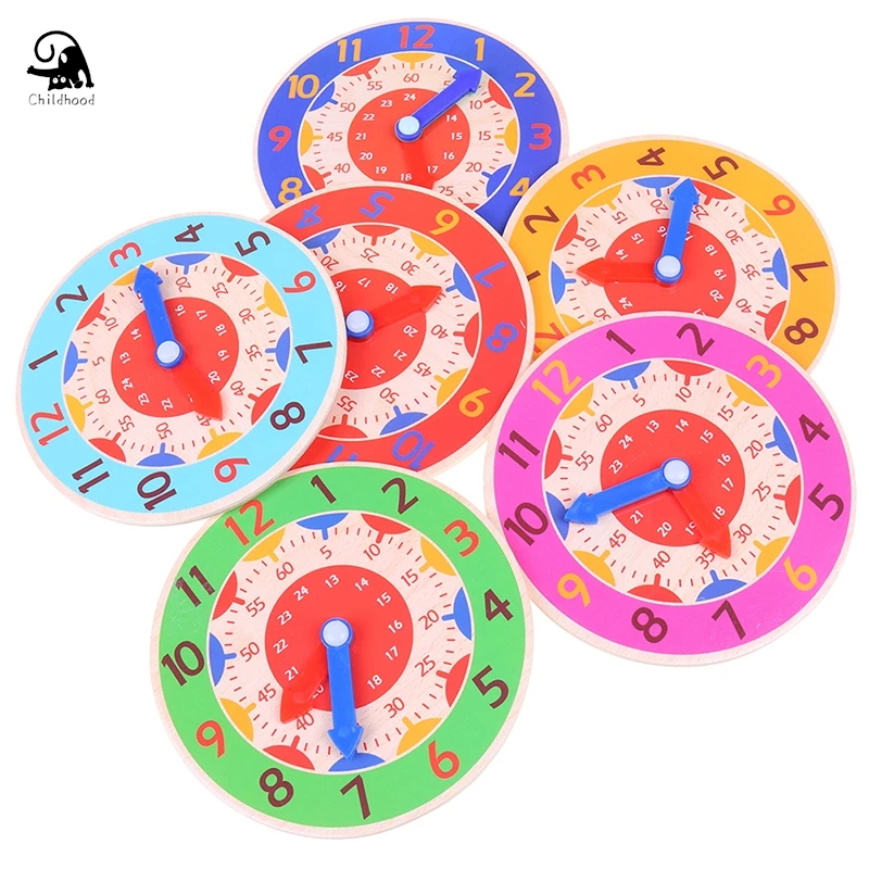 

Children Montessori Wooden Clock Toys Hour Minute Second Cognition Colorful Clocks Toys for Kids Early Preschool Teaching Aids
