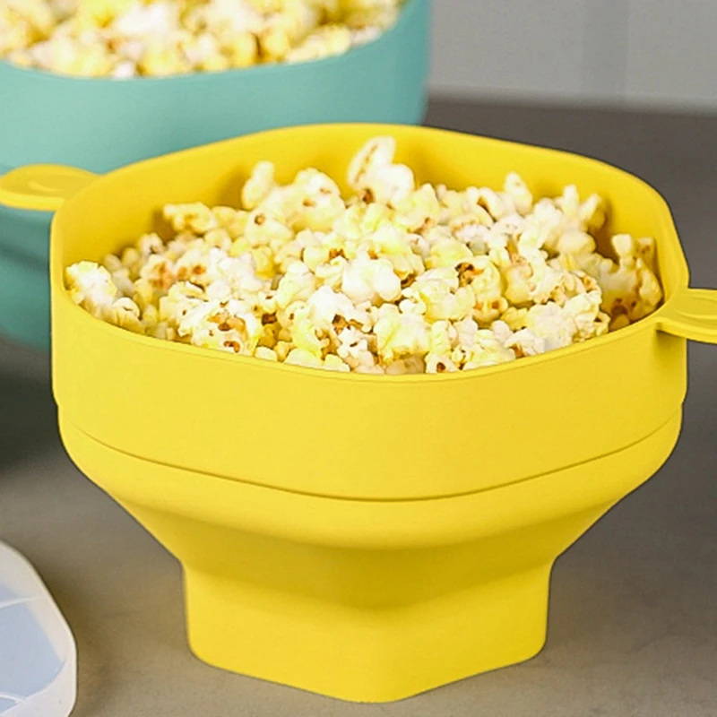 Silicone Microwave Popcorn Bowl Foldable Popcorn Maker Bucket Bowl With Lid Folding Popcorn Kitchen Baking Tool 5