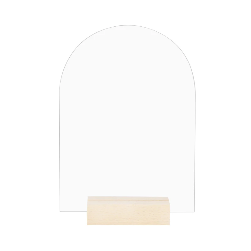 Place Card Holders Wedding Table Numbers Acrylic Sign Holders Transparent Acrylic Arch-shaped Table Card Wedding Table Number Plate Card Banquet Diy Wooden Base Seat Plate Sign