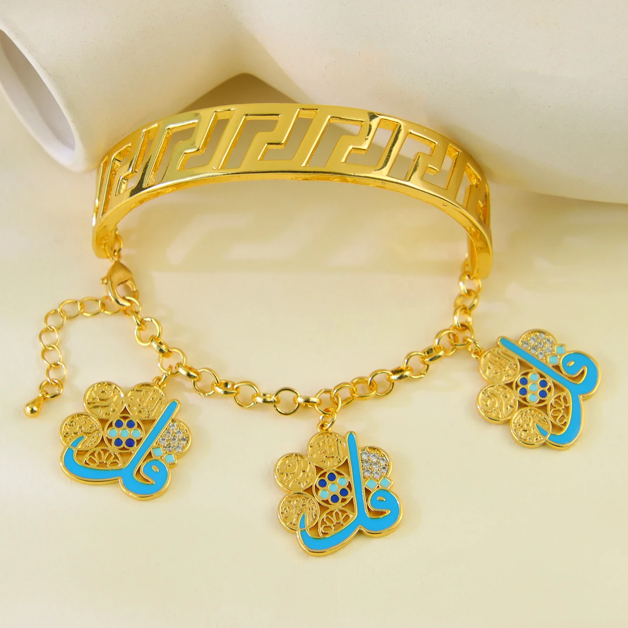 Arabische Mode-Münzen-Charm-Armband, 21 Karat vergoldet, Oman, muslimische islamische Glücksarmbänder, Dubai, Frauen, Event, Party, Alltag, Schmuck – Detail 10