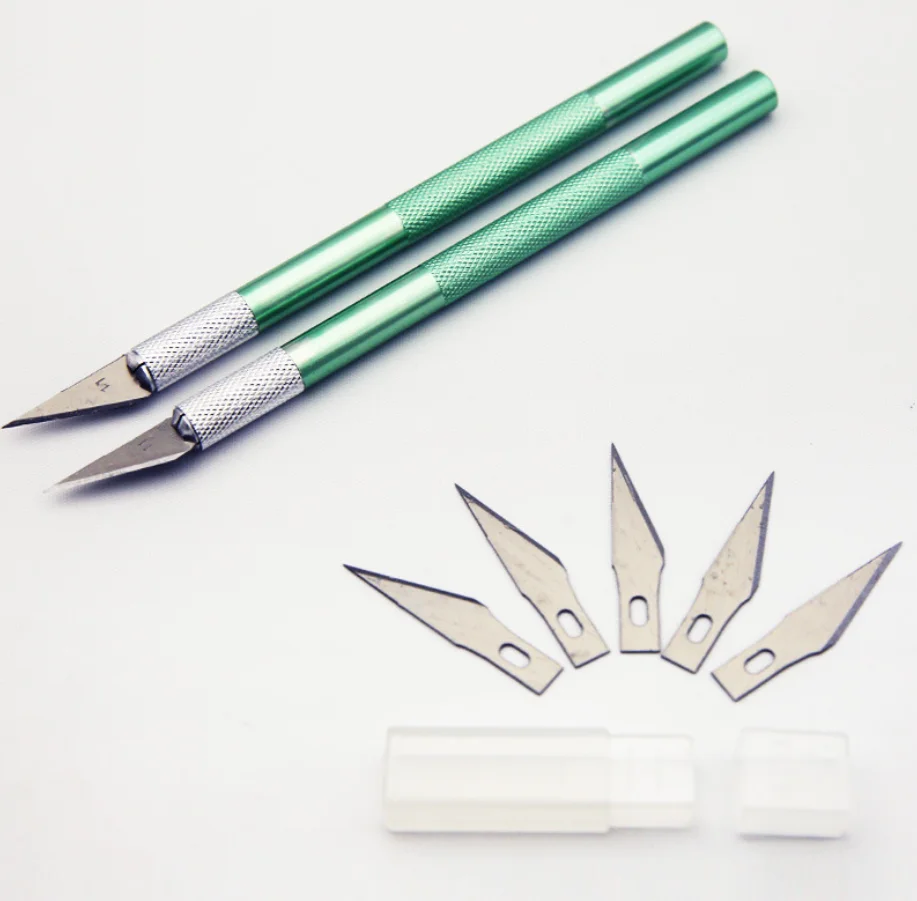 200pcs New Paper Knife Engraving Cutter Metal Handle Craft utility Carving Knife Safety Cutter Paper 6 Pcs Blade Accessory
