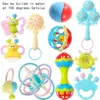 Random color Baby hand grasp ball rattles fitness soft rubber hand rattles string teether infant 0-1 years old educational toys 1