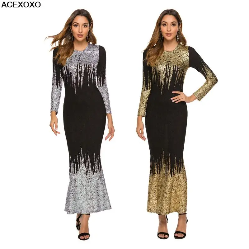 

2023 new clothes long sleeve skirt autumn and winter hot stamping printed slim-fit clothes