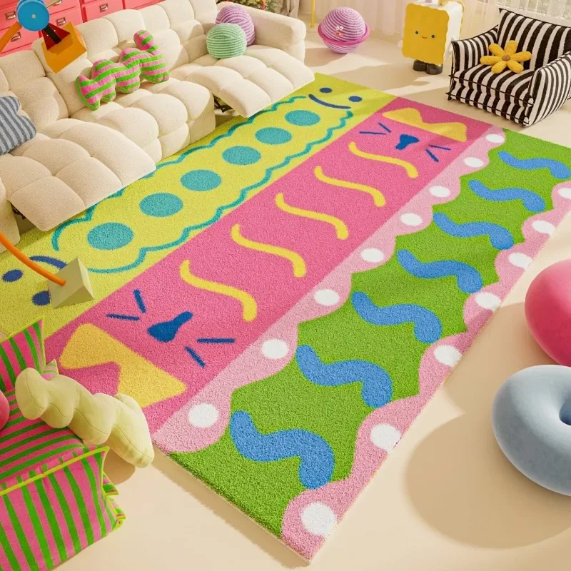 Colorful Living Room Carpet Large Area Dopamine Fun Fashion Bedroom Plush Rug Cute Cartoon Coffee Table Floor Mat Ковер Tapis 러그