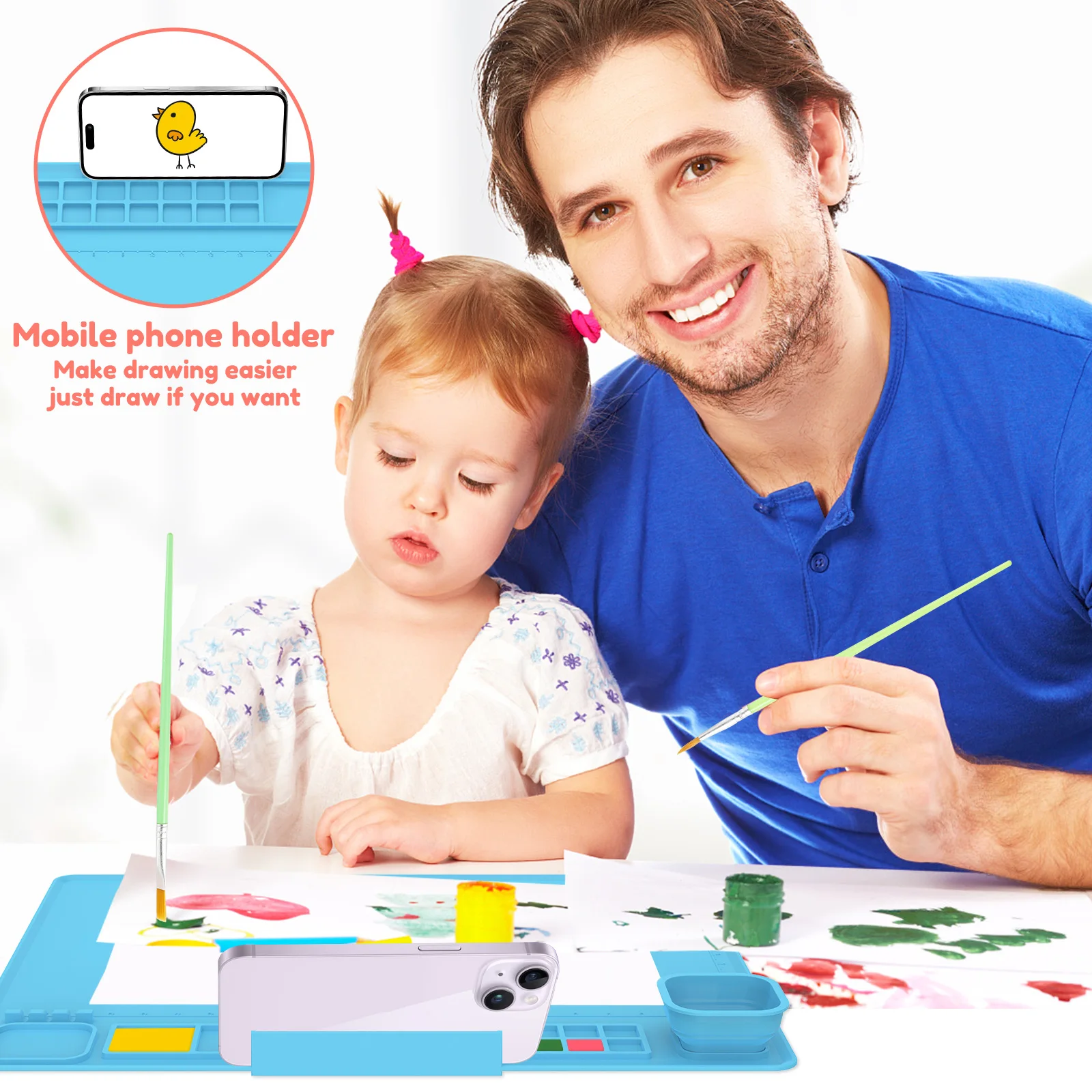 Silicone Art Mat Craft Graffiti Painting Mat Children's DIY Silicone Drawing Painting Scrubbable Pigment Palette Pad