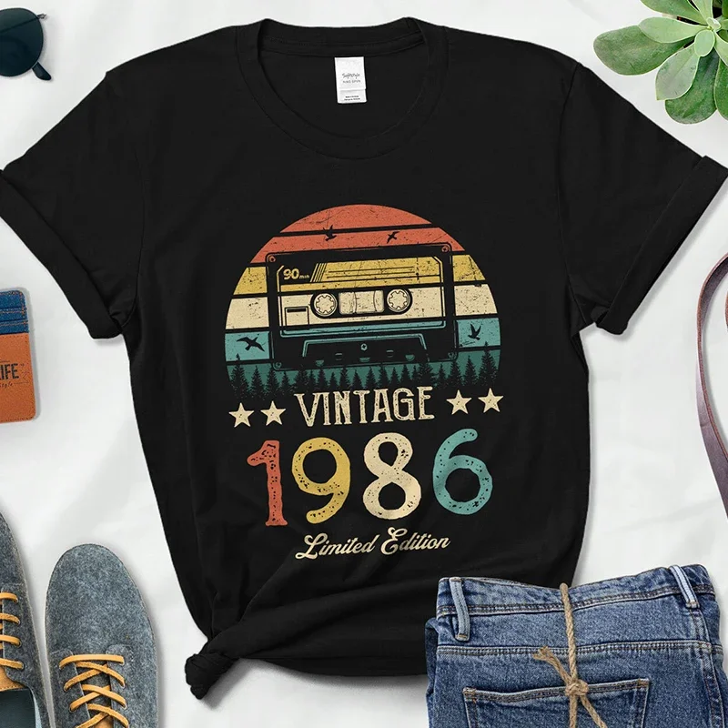 

Magnetic Tape Vintage 1986 Limited Edition Woman Tshirts Retro 38th 38 Years Old Birthday Party Gift Femme T Shirts Fashion