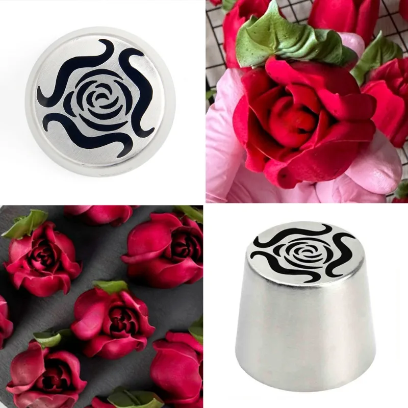 Stainless Steel Rose Flower Nozzle Russian Marshmallow Piping Nozzles 1Pc for DIY Baking Cake Decoration Piping Cream Decor Tools cake decorating tip set cake icing nozzles baking nozzle set cake decorating nozzle set