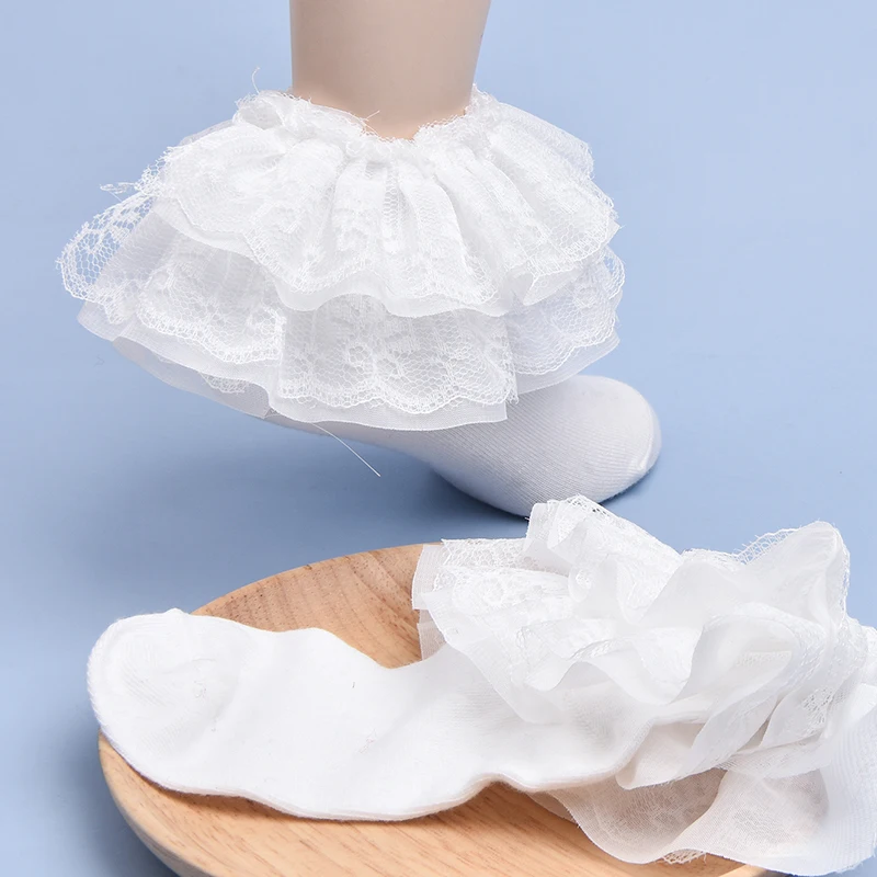 Girls socks lace princess socks large ruffle princess dress lace for newborns / babies / toddlers little girls kids socks