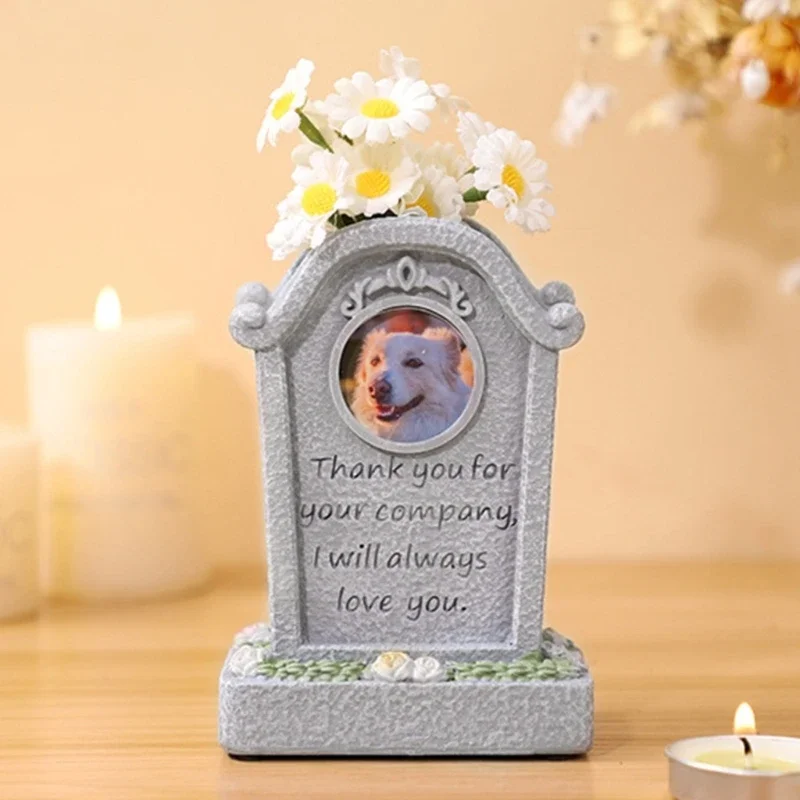 Engraved Sentence Pet Grave Stone Weatherproof Resin Memorial Grave Marker Cats Headstones for Pet Loss Garden Tributes