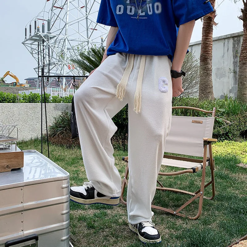 

2022 Summer Men's Hip Hop Casual Pants Trend Handsome Wide Leg Pants Loose Joggers Sweatpants Fashion Homme Men Trousers M-3XL
