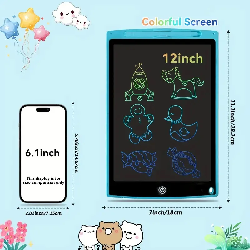 Tablette écriture LCD Avec Stylet - Verrouillage écran, Effacement Simple, écran Souple