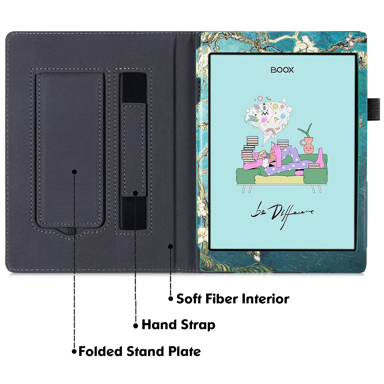 Stand Case para Onyx Boox Nova Air Premium pu Leather Bookcover com Alça de Mão Auto Dormir e Wake 7.8 Lançamento 2023 - Imagem 3