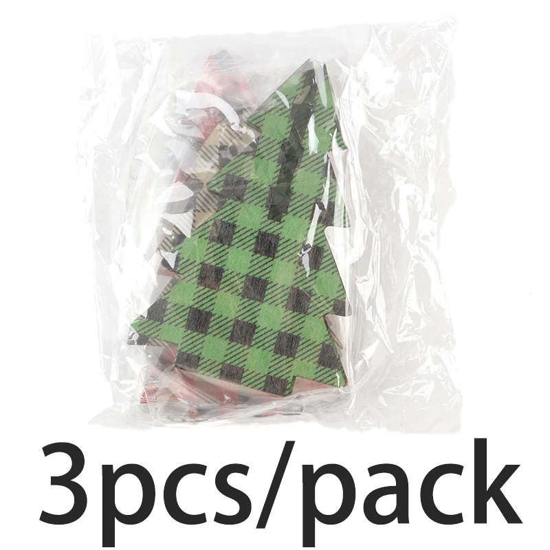 (3 Pieces/bag) 7.95-14Cm Christmas Tree 3D Wooden Crafts New Year Room Design Decoration High-End Atmosphere