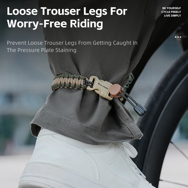 WEST BIKING Cycling Belt Weave Rope Bicycle Pants Leg Strap Reflective PMO Buckle Trouser Leg Band MTB Road Bike Accessories