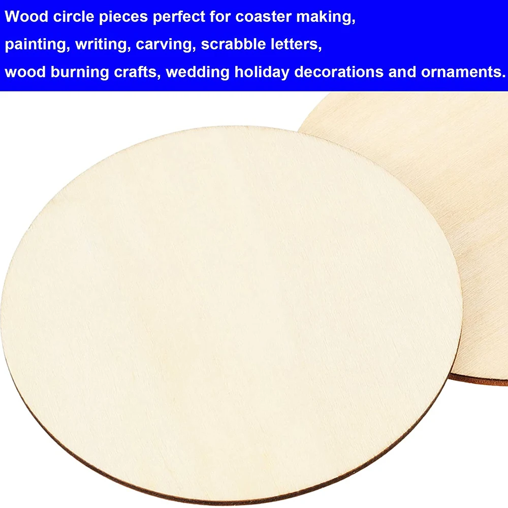 2-100Pcs Natural Pine Round Unfinished Wood Slices 1cm-10cm DIY Crafts Wooden Circle Discs for Christmas Painting Ornament Decor