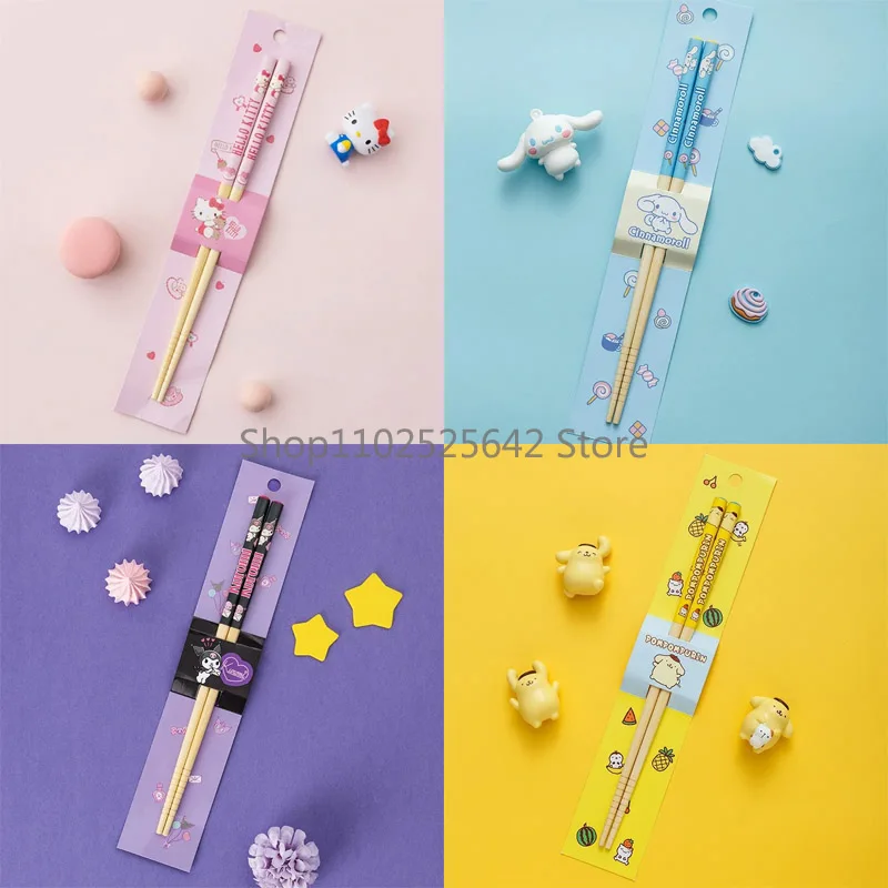 

Cute Childlike Bamboo Chopsticks Kuromis Chopsticks Baby Eating Training Chopsticks Cinnamorolls Cartoon Pochaccos Tableware