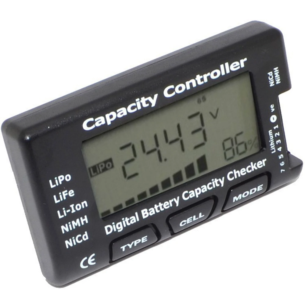 Battery Tester Voltage Tester Lithium Battery Tester RC CellMeter-7 Digital Battery Capacity Checker LiPo LiFe Li-ion Nicd NiMH Battery Voltage Tester Checking CellMeter7