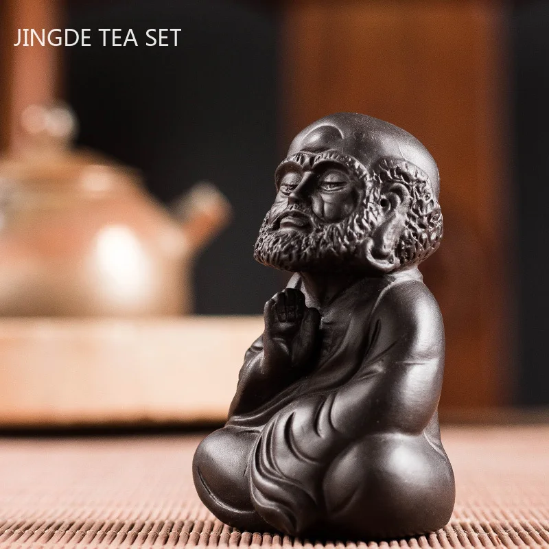 Chinese Purple Clay Tea Pet Handmade Figure Statue Ornaments Sculpture Crafts Home Tea Set Decoration Accessories Gifts tea pet ornaments