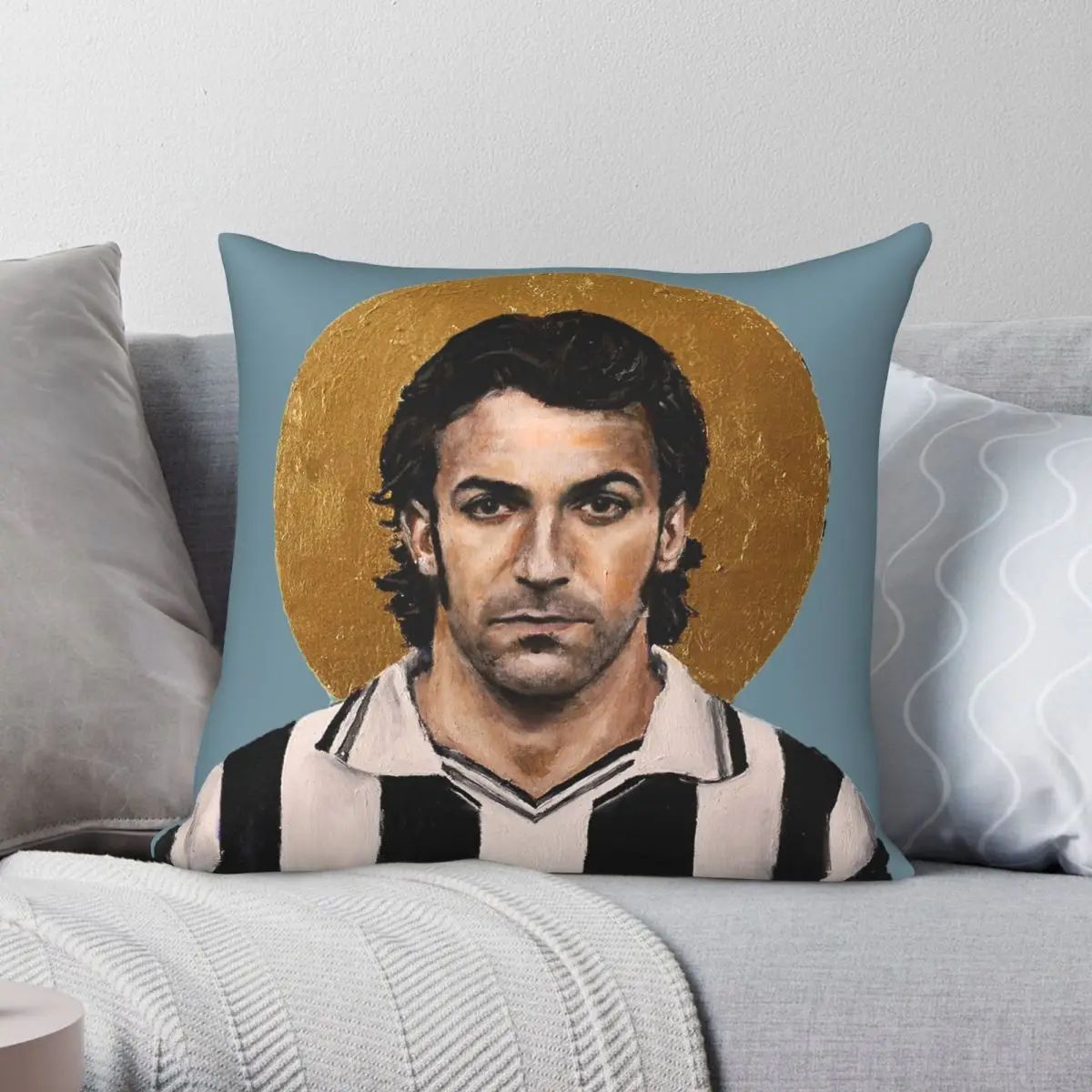 

Alessandro Del Piero Square Pillowcase Polyester Linen Velvet Creative Zip Decor Home Cushion Cover