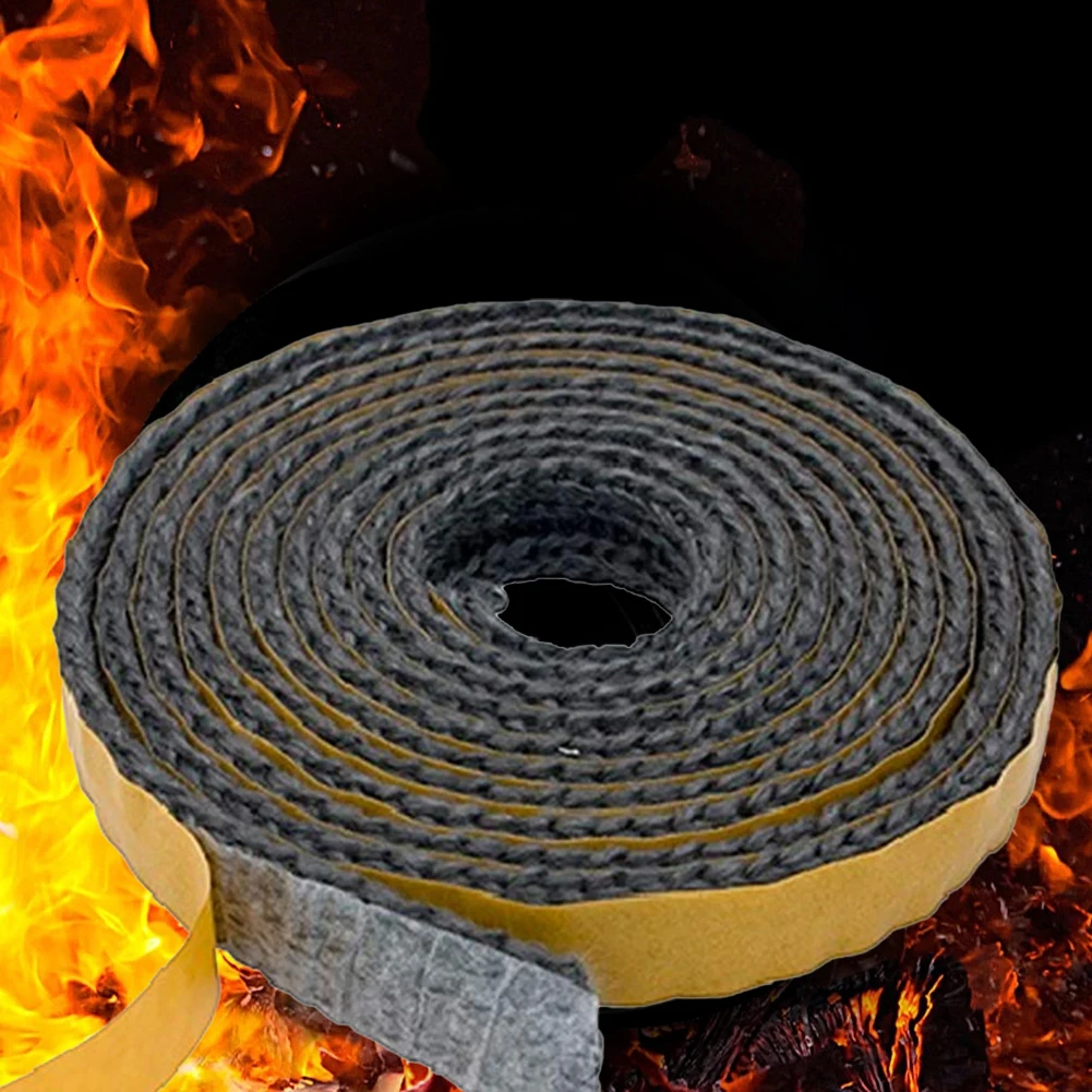 Fire Cord Self Adhesive Glass Seal Resilient Black Fiberglass Low Thermal Conductivity Home Practical Replaceable