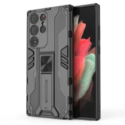Enhanced Magnetic Kickstand Shockproof Armor Case with TPU Bumper and Hard Plastic Back Cover - S22 Plus (Black)