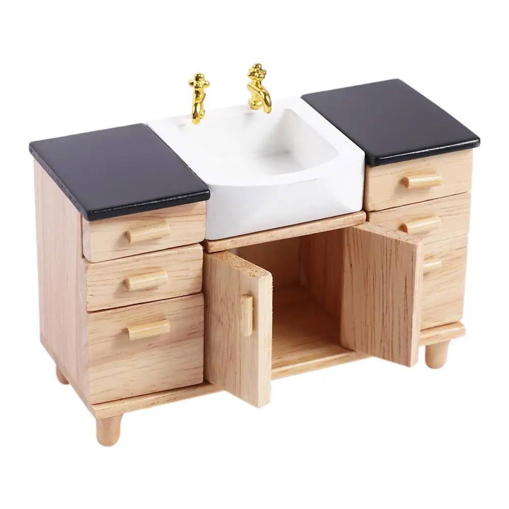 

Home Toys Toy Model Scene Decoration Classic Toys Kitchen Decoration Cabinet Bathroom Simulation Wash Basin Furniture Toys