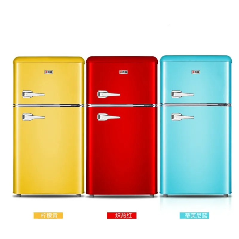 220V 118L Retro Refrigerator Small Household Double Door Refrigerator Fridge Small small fridge for room